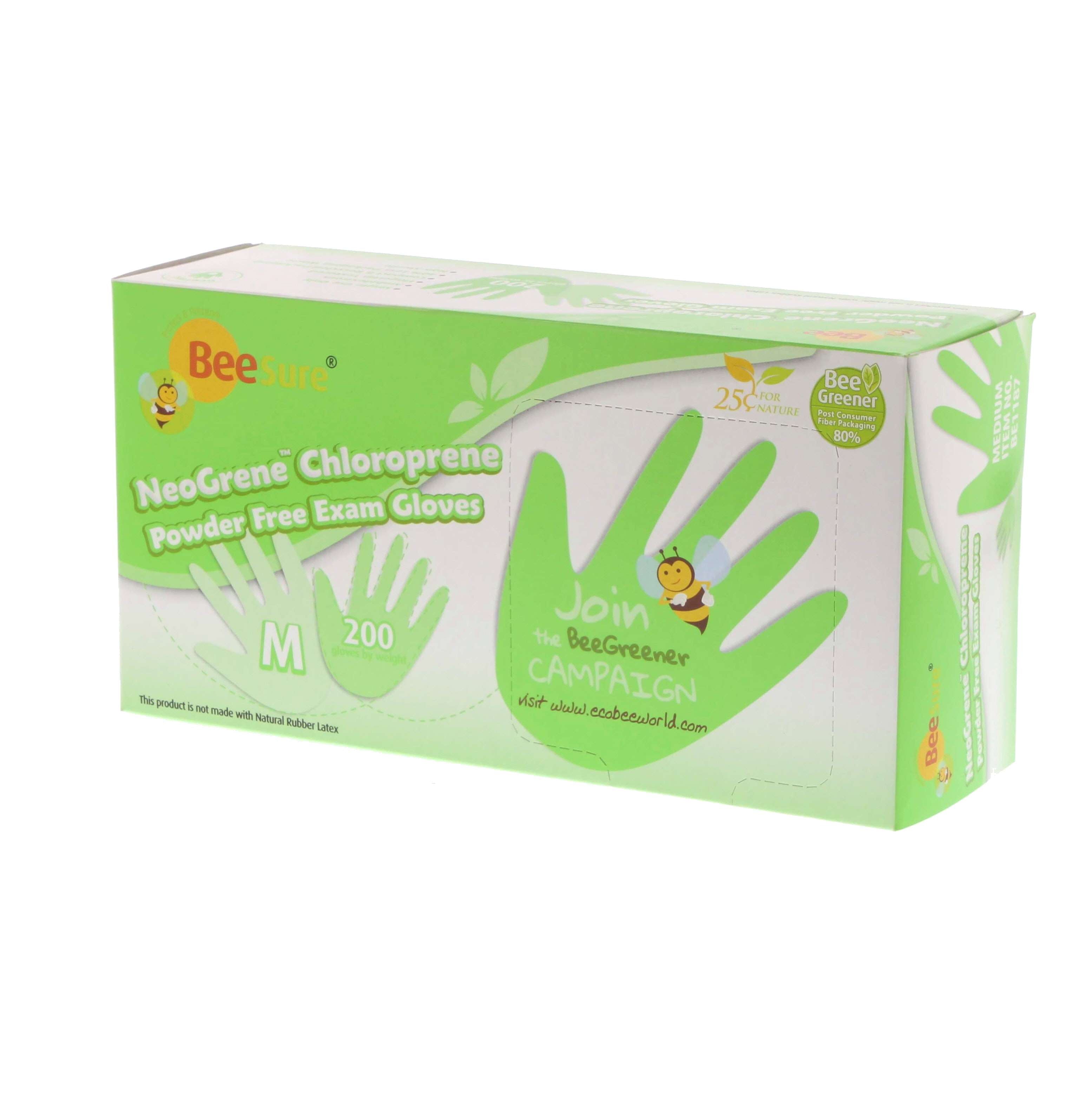 Cranberry 1187 BeeSure NeoGrene Chloroprene Examination Gloves Powder Free Medium 200/Box Cranberry 1187 BeeSure NeoGrene Chloroprene Examination Gloves Powder Free Medium 200/Box